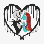 Jack and Sally in Heart Embroidery Design