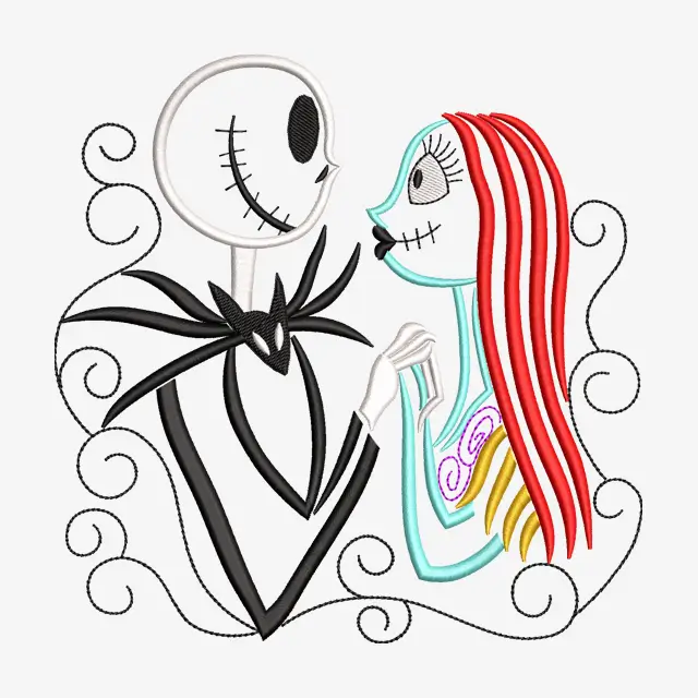 Jack and Sally Sketch Embroidery Design