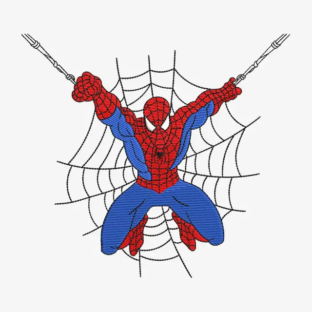 Spiderman Embroidery Designs, Flying Web Spiderman Embroidery Design