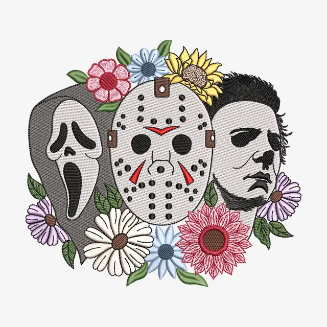 Floral Horror Movie Embroidery Designs