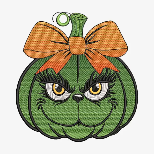 Pumpkin Grinch Face Embroidery Designs