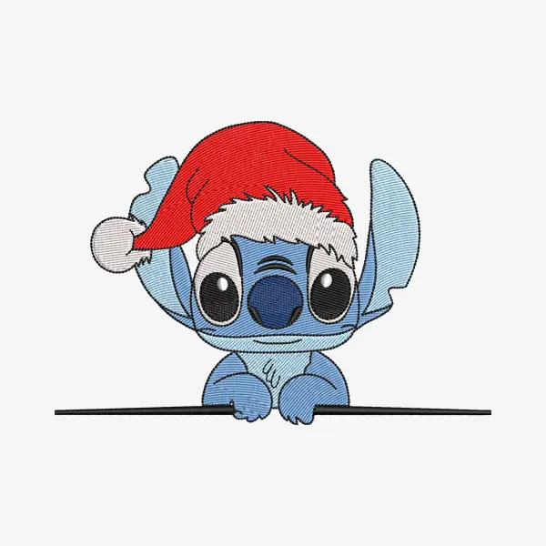 Christmas Stitch with Santa Cap Embroidery Design