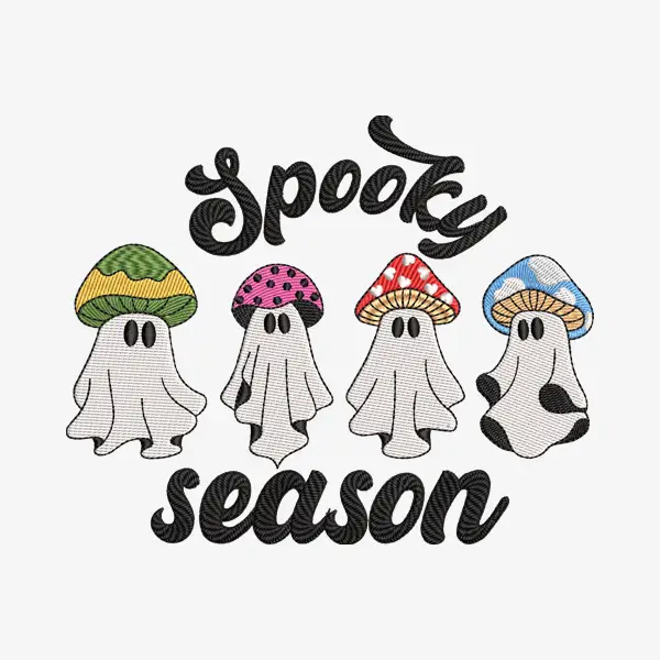 Magic Mushroom Ghost Embroidery Design