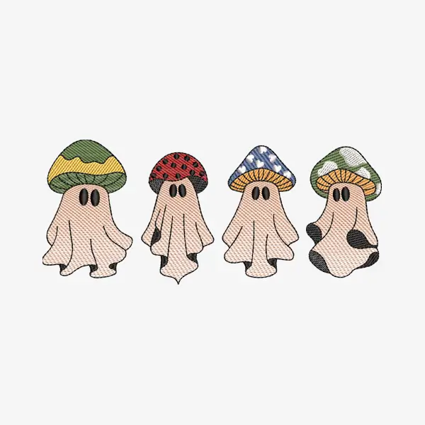 Mushroom Ghost Embroidery Design