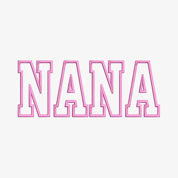 Nana Applique Embroidery Design, NANA Varsity Satin Applique Embroidery Design, Nana Machine Embroidery Design, 5 Sizes - Instant Downloads