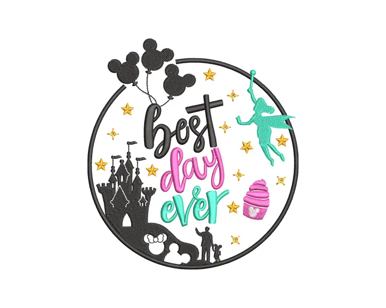 Best Day Ever Castle Embroidery Design