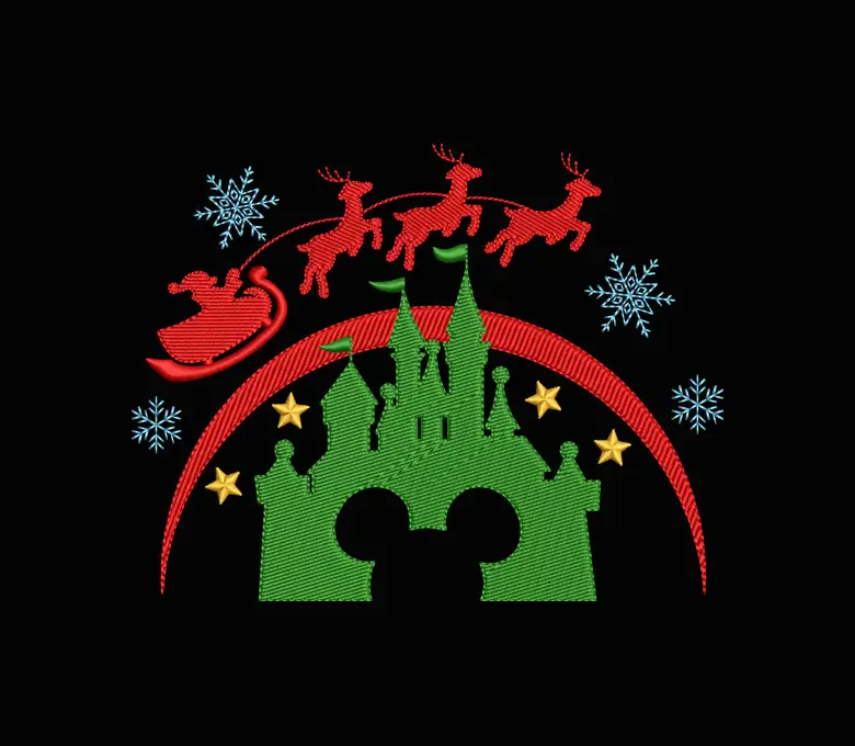 Christmas Castle Embroidery Design