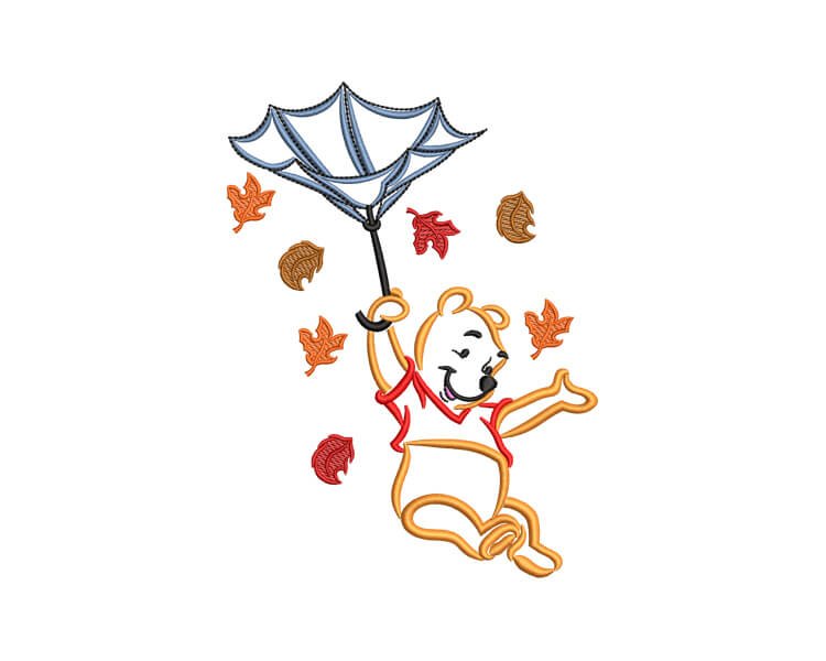 Flying Bear Embroidery Design