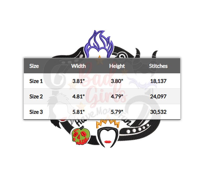Halloween Villains Embroidery Designs, Bad Girls Have More Fun, Scary Horror Villains Wicked Digital Embroidery - 4 Sizes - Instant Download