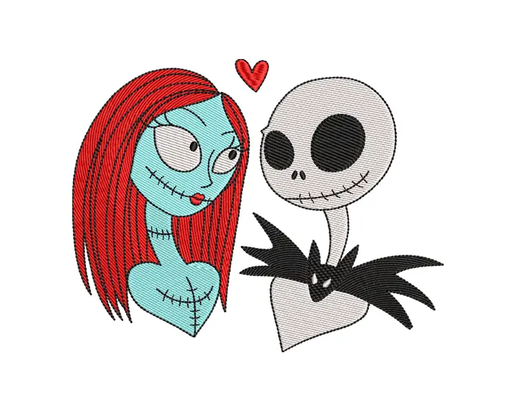 Halloween Skeletons in Love Embroidery Design