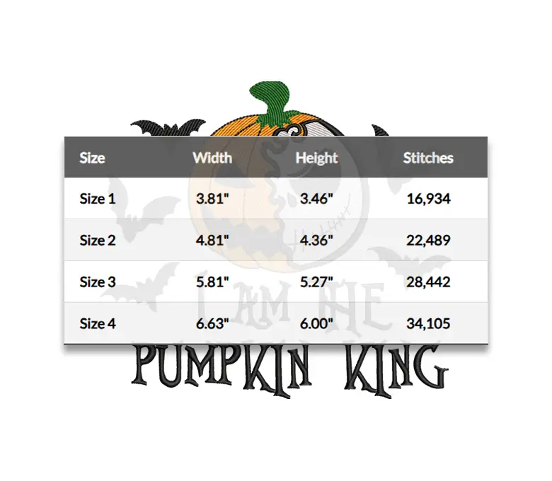 I Am The Pumpkin King Embroidery Designs, Monster Pumpkin King Nightmare Halloween Digital Embroidery Designs - 4 Sizes - Instant Downloads
