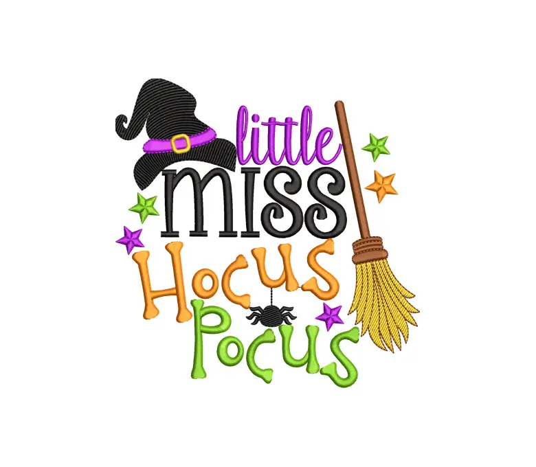 Little Miss Hocus Halloween Embroidery Design