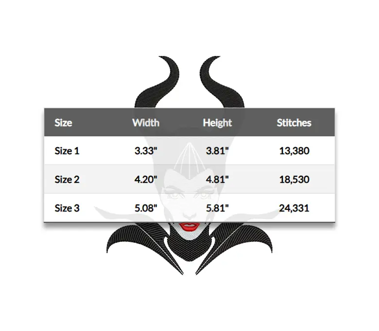 Mistress of Evil Villains Embroidery Design, Bad Girl Digital Embroidery Machine Design, Witch Embroidery Design, 6 Sizes -Instant Download