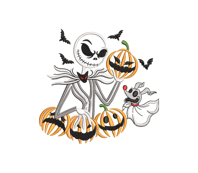 Pumpkin King Jack Embroidery Design