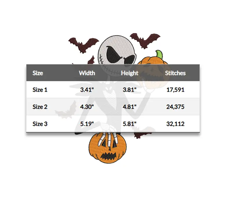 Pumpkin King of Halloween Embroidery Design, Nightmare Skull Skeleton Digitizing Machine Embroidery Files - 3 Sizes - Instant Downloads