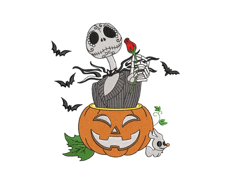 Pumpkin King of Halloween Jack Embroidery Design