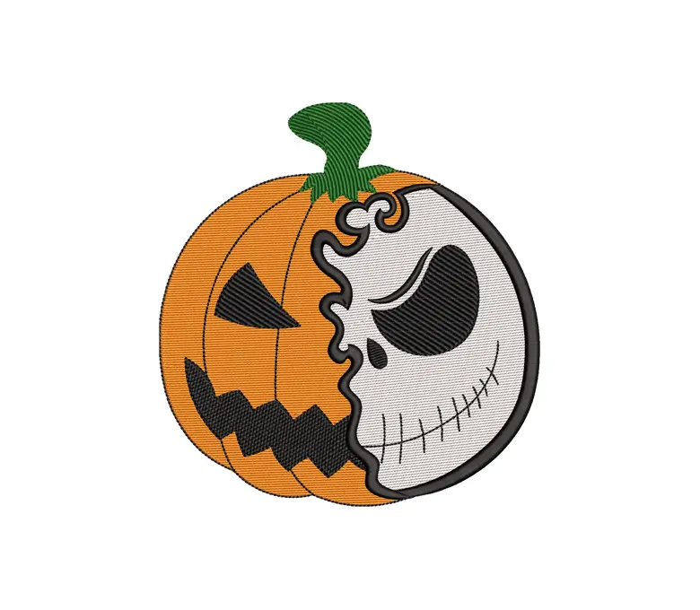 Pumpkin King Queen Face Embroidery Design