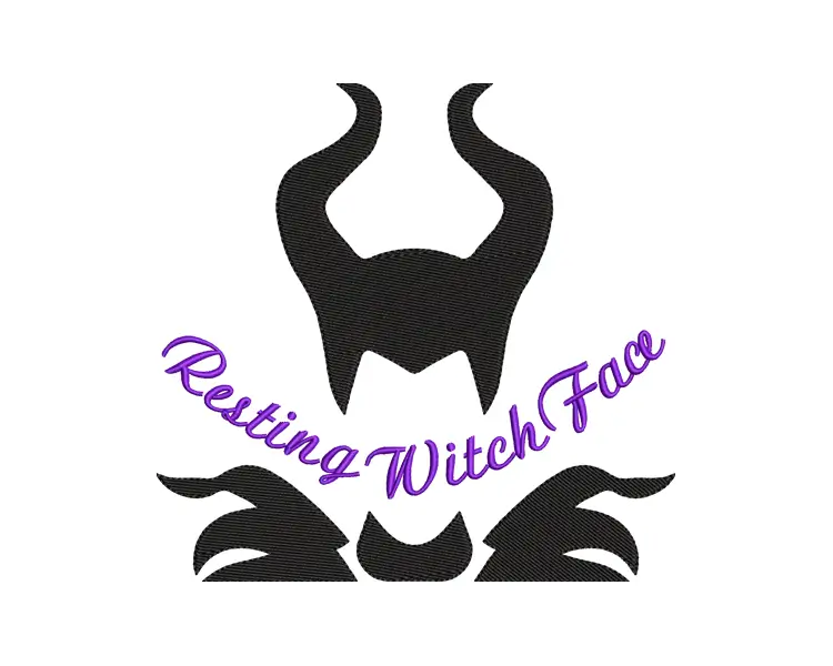 Resting Witch Face Embroidery Design