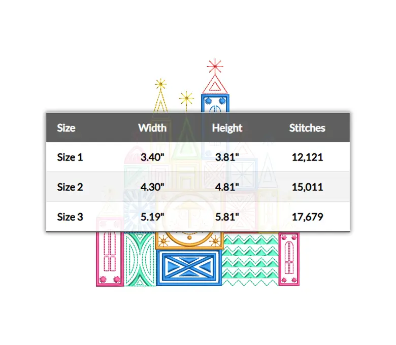 It's A Small World Pastel Embroidery Design, Magical Castle Embroidery Design, The Happiest Place On Earth Embroidery Files
