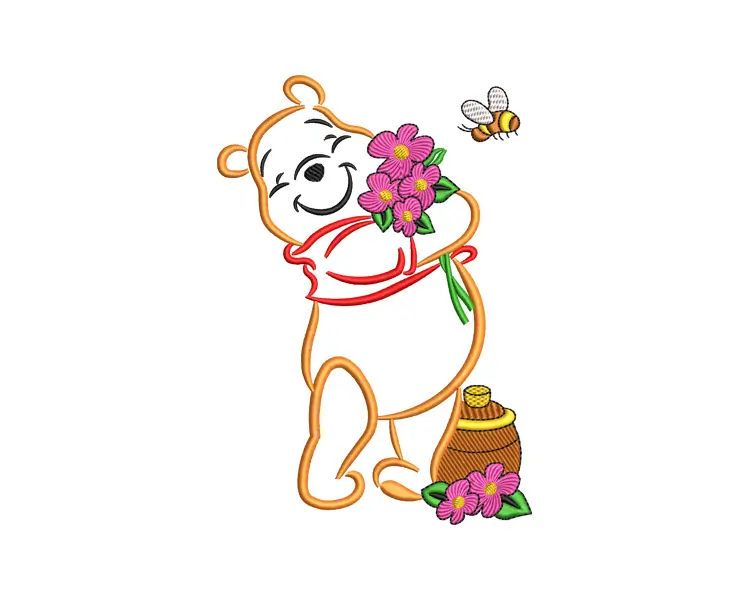 Spring Bear Embroidery Design