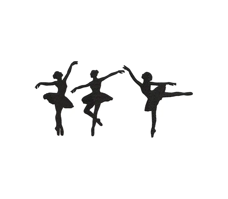 Three Dancing Girls Embroidery Design
